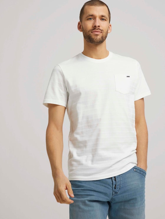 T-shirt met getextureerde strepen - Mannen - Off White T-shirt met getextureerde strepen - Mannen - Off White - 5 - TOM TAILOR