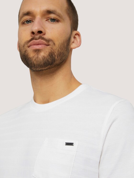 T-shirt met getextureerde strepen - Mannen - Off White T-shirt met getextureerde strepen - Mannen - Off White - 9 - TOM TAILOR