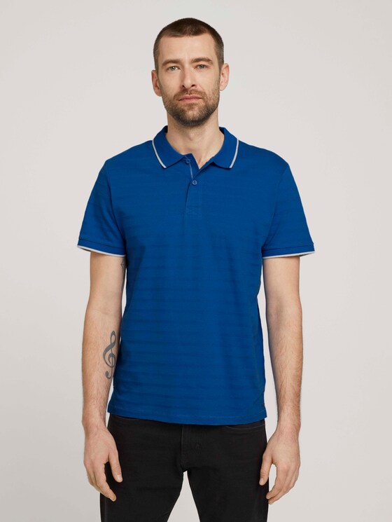 Poloshirt mit Streifenstruktur - Männer - victory blue Poloshirt mit Streifenstruktur - Männer - victory blue - 1 - TOM TAILOR