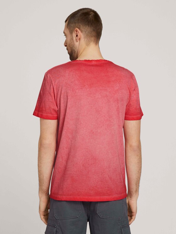 Used look t-shirt with a print - Men - Plain Red Used look t-shirt with a print - Men - Plain Red - 2 - TOM TAILOR