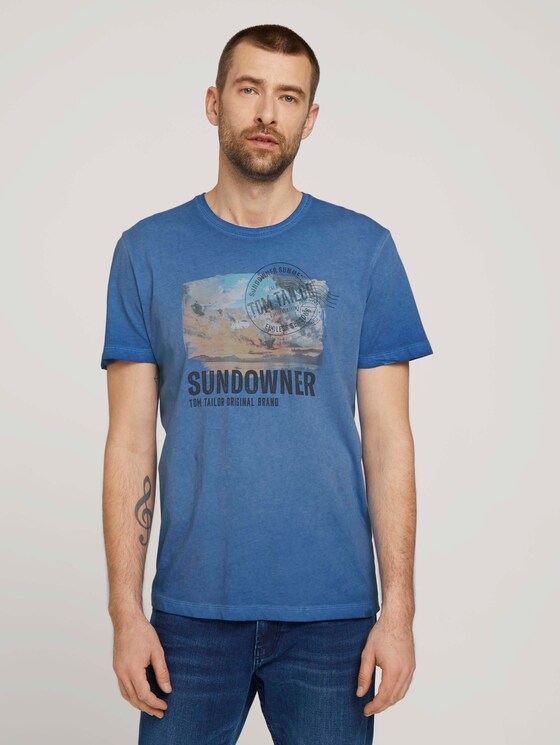 Used Look T-Shirt mit Print - Männer - victory blue Used Look T-Shirt mit Print - Männer - victory blue - 1 - TOM TAILOR