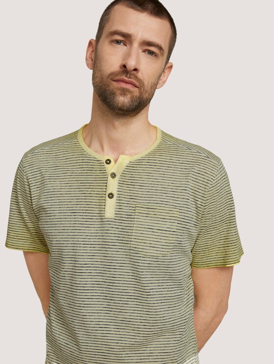 Gestreiftes Henley T-Shirt - Männer - pale yellow printed stripe Gestreiftes Henley T-Shirt - Männer - pale yellow printed stripe - 9 - TOM TAILOR