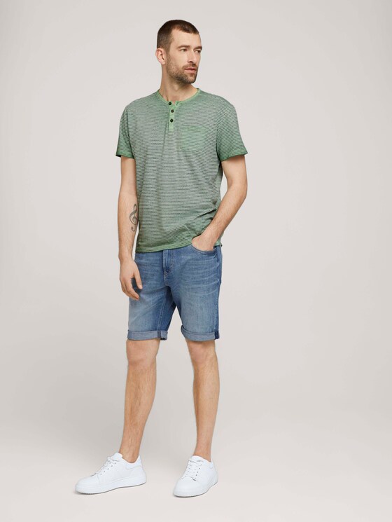 Striped Henley t-shirt - Men - mint green printed stripe Striped Henley t-shirt - Men - mint green printed stripe - 3 - TOM TAILOR