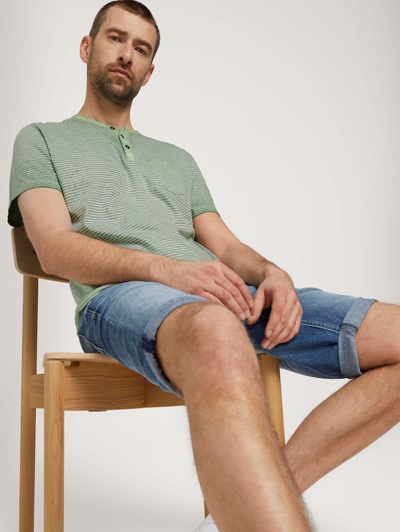 Striped Henley t-shirt - Men - mint green printed stripe Striped Henley t-shirt - Men - mint green printed stripe - 5 - TOM TAILOR