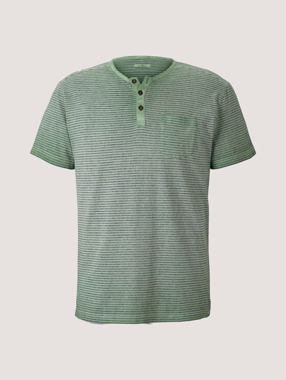 Striped Henley t-shirt - Men - mint green printed stripe Striped Henley t-shirt - Men - mint green printed stripe - 7 - TOM TAILOR