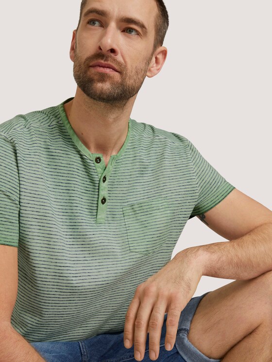 Striped Henley t-shirt - Men - mint green printed stripe Striped Henley t-shirt - Men - mint green printed stripe - 9 - TOM TAILOR