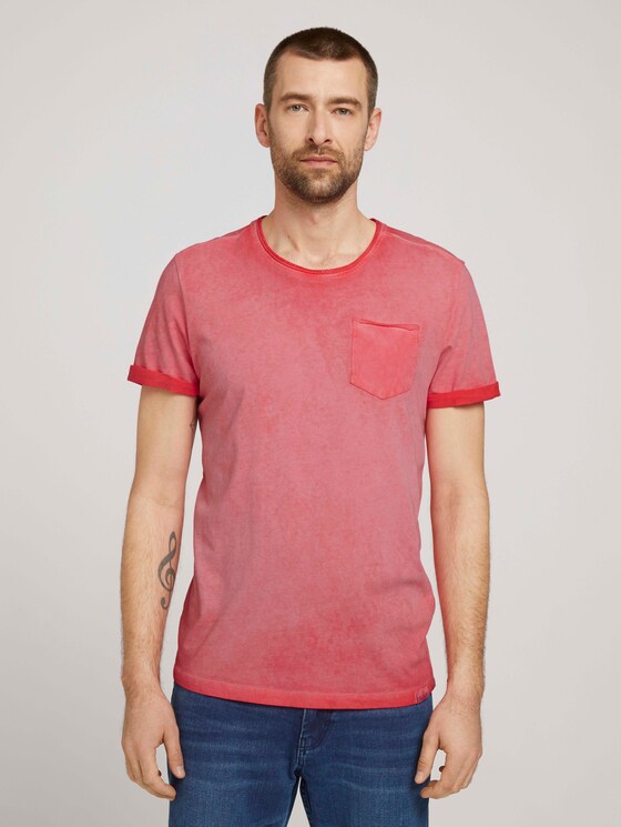 T-shirt in used look - Mannen - Plain Red T-shirt in used look - Mannen - Plain Red - 1 - TOM TAILOR