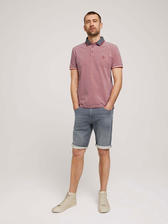 Poloshirt getextureerd - Mannen - chili oil red two tone piquet Poloshirt getextureerd - Mannen - chili oil red two tone piquet - 3 - TOM TAILOR