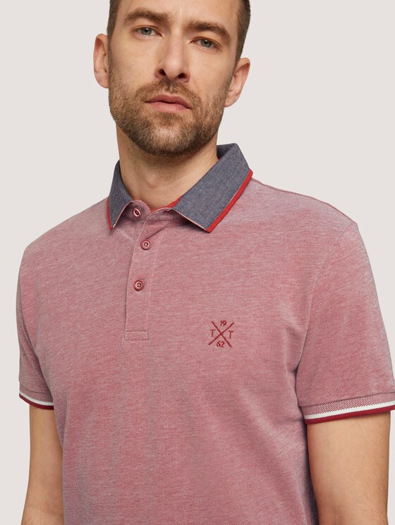 Poloshirt getextureerd - Mannen - chili oil red two tone piquet Poloshirt getextureerd - Mannen - chili oil red two tone piquet - 9 - TOM TAILOR