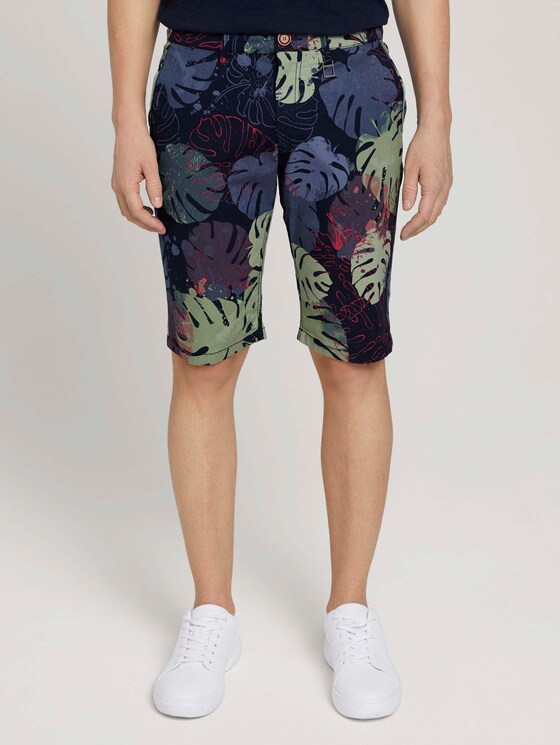 Josh Regular Slim Shorts - Männer - dark blue paint leaf design Josh Regular Slim Shorts - Männer - dark blue paint leaf design - 1 - TOM TAILOR