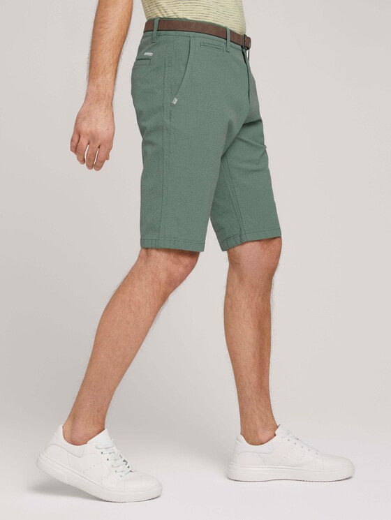Josh Slim Chinoshorts mit Gürtel - Männer - green base grey grid design Josh Slim Chinoshorts mit Gürtel - Männer - green base grey grid design - 11 - TOM TAILOR