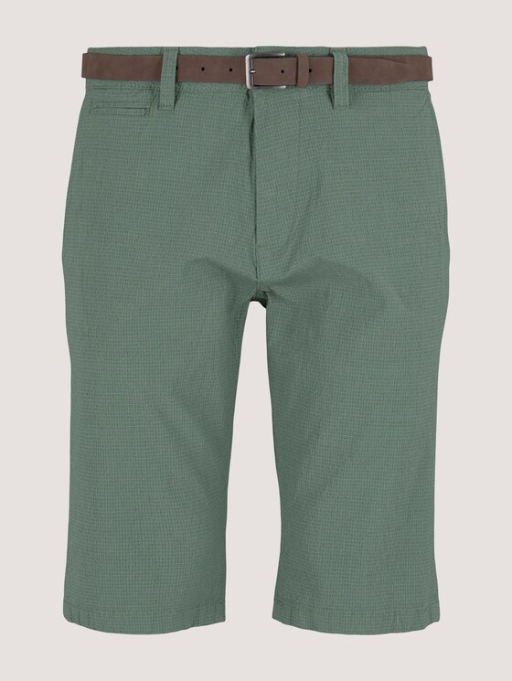 Josh Slim Chinoshorts mit Gürtel - Männer - green base grey grid design Josh Slim Chinoshorts mit Gürtel - Männer - green base grey grid design - 7 - TOM TAILOR