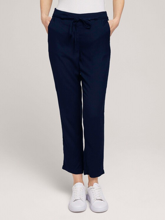 Elastische Loose Fit Hose mit LENZING™ ECOVERO™ - Frauen - Sky Captain Blue Elastische Loose Fit Hose mit LENZING™ ECOVERO™ - Frauen - Sky Captain Blue - 1 - TOM TAILOR