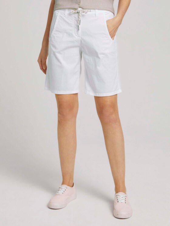 Bermuda shorts with a drawstring - Women - White Bermuda shorts with a drawstring - Women - White - 1 - TOM TAILOR