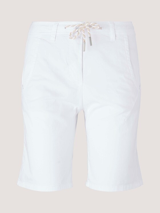 Bermuda shorts with a drawstring - Women - White Bermuda shorts with a drawstring - Women - White - 7 - TOM TAILOR