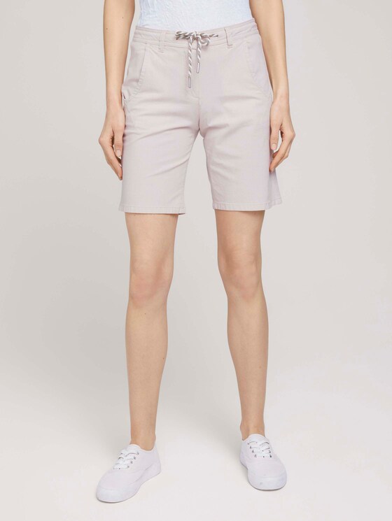 Bermuda shorts with a drawstring - Women - beige thin stripe Bermuda shorts with a drawstring - Women - beige thin stripe - 1 - TOM TAILOR