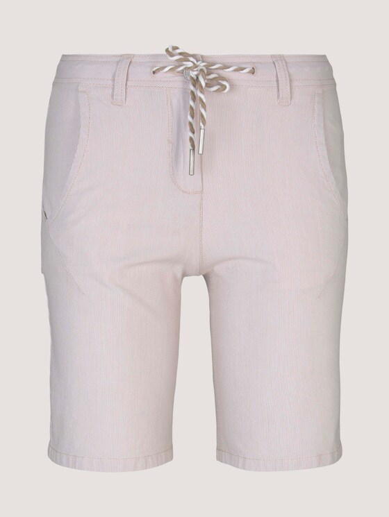 Bermuda shorts with a drawstring - Women - beige thin stripe Bermuda shorts with a drawstring - Women - beige thin stripe - 7 - TOM TAILOR