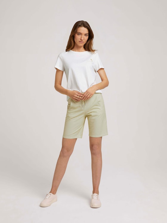 Bermuda Shorts mit Kordelzug - Frauen - green tiny stripe Bermuda Shorts mit Kordelzug - Frauen - green tiny stripe - 3 - TOM TAILOR