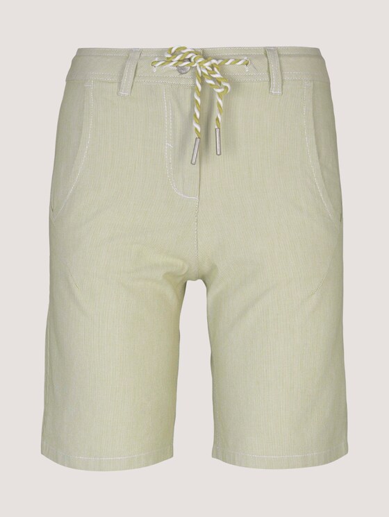 Bermuda Shorts mit Kordelzug - Frauen - green tiny stripe Bermuda Shorts mit Kordelzug - Frauen - green tiny stripe - 7 - TOM TAILOR