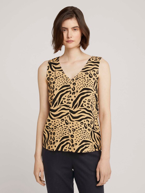 Top met uitsparing - Vrouwen - beige animal print Top met uitsparing - Vrouwen - beige animal print - 1 - TOM TAILOR Denim