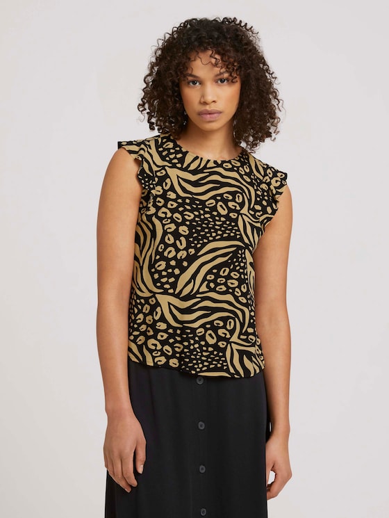 Top with cap sleeves - Women - black animal print Top with cap sleeves - Women - black animal print - 1 - TOM TAILOR Denim