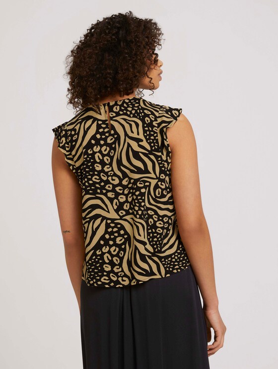 Top with cap sleeves - Women - black animal print Top with cap sleeves - Women - black animal print - 2 - TOM TAILOR Denim