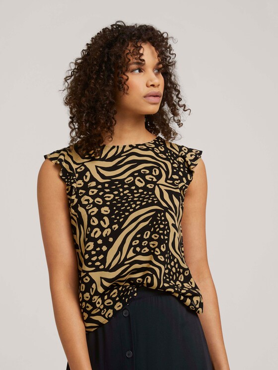Top with cap sleeves - Women - black animal print Top with cap sleeves - Women - black animal print - 5 - TOM TAILOR Denim