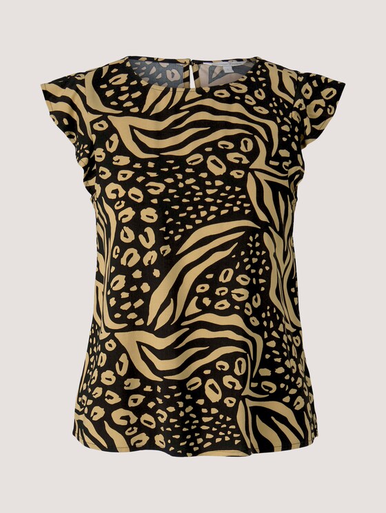 Top with cap sleeves - Women - black animal print Top with cap sleeves - Women - black animal print - 7 - TOM TAILOR Denim