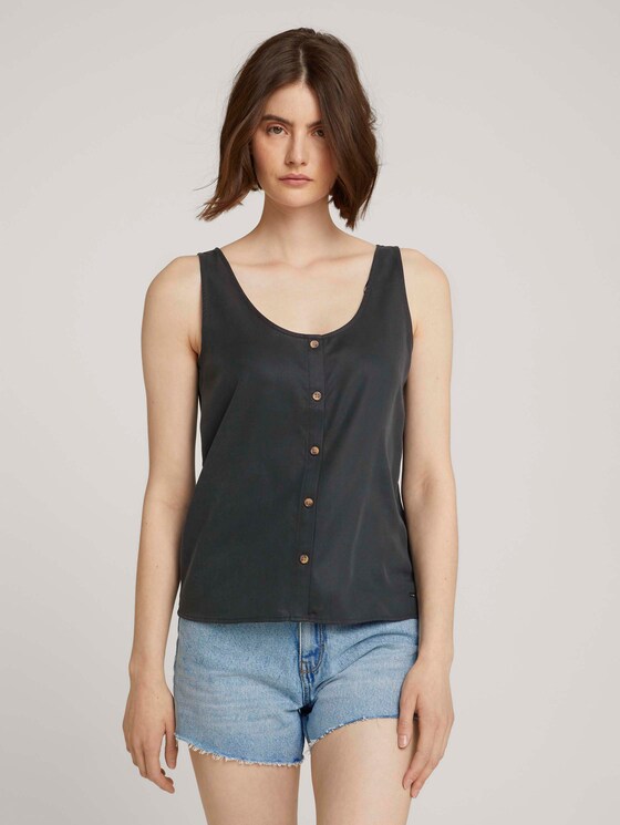 Geknöpftes Top mit TENCEL™ Lyocell - Frauen - washed black Geknöpftes Top mit TENCEL™ Lyocell - Frauen - washed black - 1 - TOM TAILOR Denim
