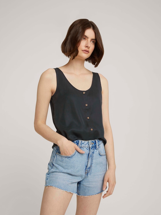 Buttoned top with TENCEL™ Lyocell - Women - washed black - 5 - TOM TAILOR Denim
