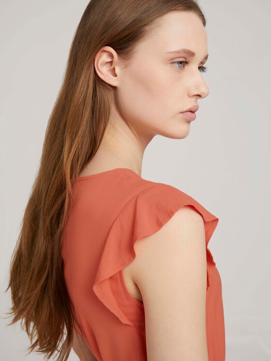 Ärmelloses Minikleid mit Rüschen - Frauen - sundown coral Ärmelloses Minikleid mit Rüschen - Frauen - sundown coral - 9 - TOM TAILOR Denim