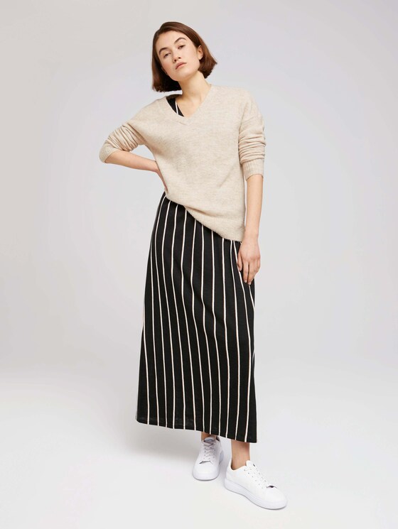 Mouwloze maxi jurk met knoopsluiting - Vrouwen - black beige vertical stripe Mouwloze maxi jurk met knoopsluiting - Vrouwen - black beige vertical stripe - 3 - TOM TAILOR Denim