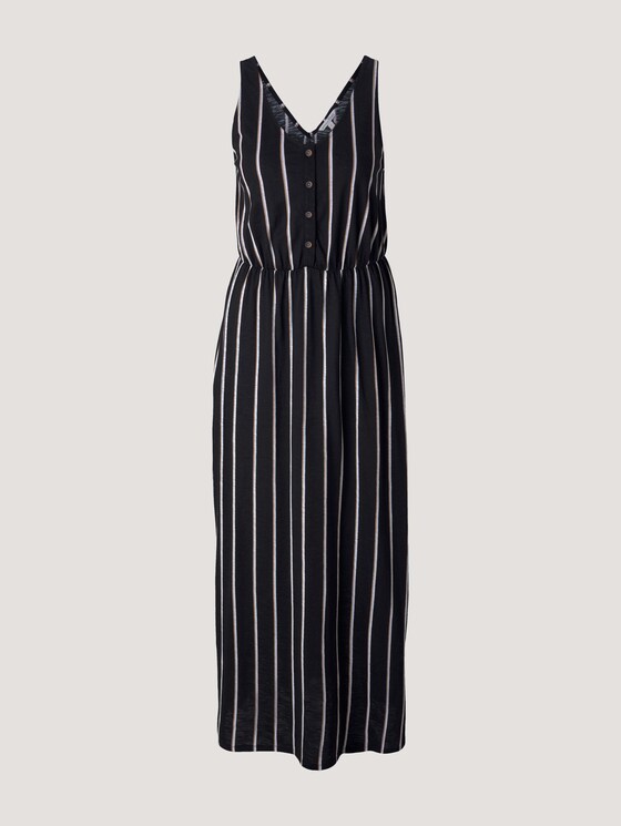 Mouwloze maxi jurk met knoopsluiting - Vrouwen - black beige vertical stripe Mouwloze maxi jurk met knoopsluiting - Vrouwen - black beige vertical stripe - 7 - TOM TAILOR Denim