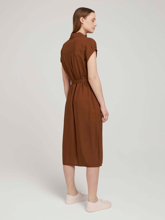 Midi blouse dress with a belt - Women - amber brown Midi blouse dress with a belt - Women - amber brown - 2 - TOM TAILOR Denim