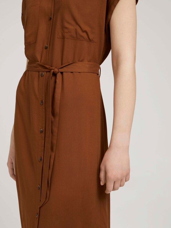 Midi blouse dress with a belt - Women - amber brown Midi blouse dress with a belt - Women - amber brown - 9 - TOM TAILOR Denim