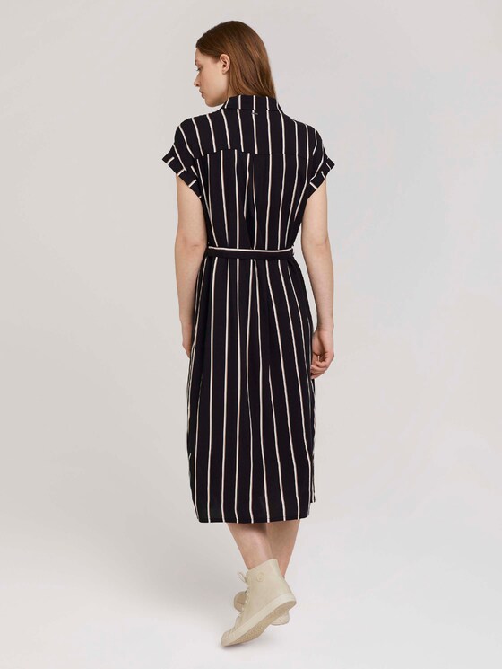 Midi blouse-jurk met ceintuur - Vrouwen - black beige vertical stripe Midi blouse-jurk met ceintuur - Vrouwen - black beige vertical stripe - 2 - TOM TAILOR Denim