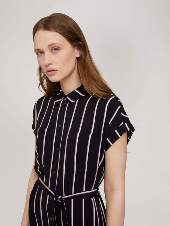 Midi blouse-jurk met ceintuur - Vrouwen - black beige vertical stripe Midi blouse-jurk met ceintuur - Vrouwen - black beige vertical stripe - 9 - TOM TAILOR Denim