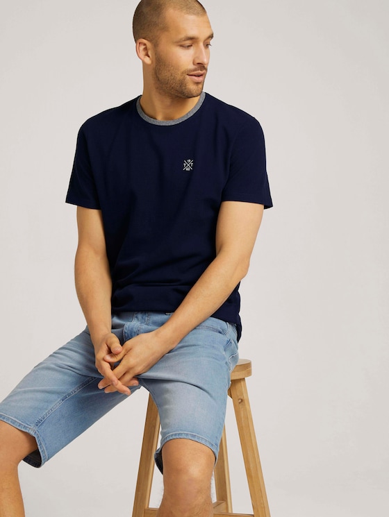 T-Shirt mit Logo Stickerei - Männer - Sailor Blue T-Shirt mit Logo Stickerei - Männer - Sailor Blue - 5 - TOM TAILOR