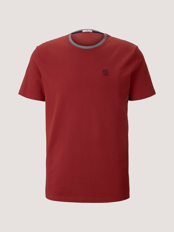 T-Shirt mit Logo Stickerei - Männer - chili oil red T-Shirt mit Logo Stickerei - Männer - chili oil red - 7 - TOM TAILOR