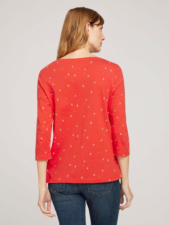 gemustertes Langarmshirt mit Bio-Baumwolle - Frauen - red anchor design gemustertes Langarmshirt mit Bio-Baumwolle - Frauen - red anchor design - 2 - TOM TAILOR