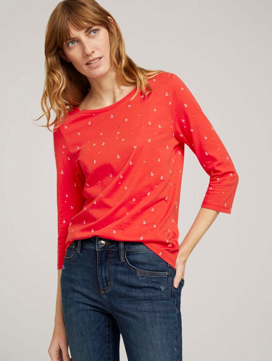 gemustertes Langarmshirt mit Bio-Baumwolle - Frauen - red anchor design gemustertes Langarmshirt mit Bio-Baumwolle - Frauen - red anchor design - 5 - TOM TAILOR