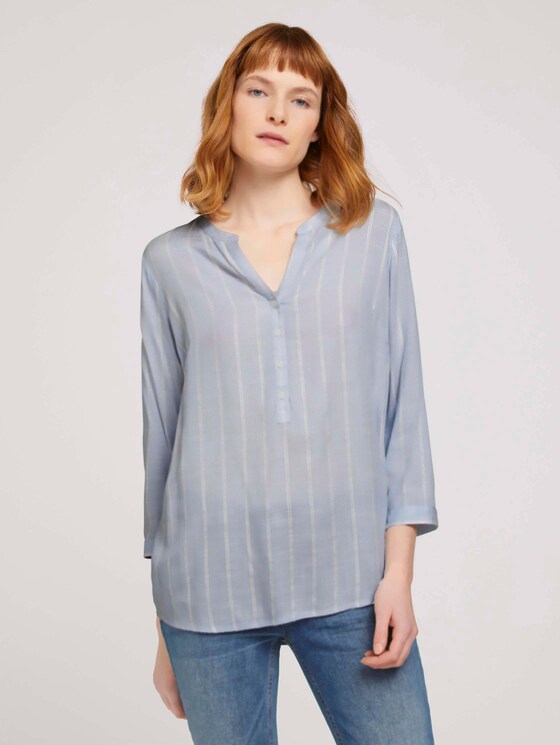 gestreifte Bluse mit halber Knopfleiste - Frauen - blue stripe vertical gestreifte Bluse mit halber Knopfleiste - Frauen - blue stripe vertical - 1 - TOM TAILOR