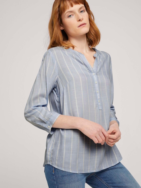gestreifte Bluse mit halber Knopfleiste - Frauen - blue stripe vertical gestreifte Bluse mit halber Knopfleiste - Frauen - blue stripe vertical - 5 - TOM TAILOR