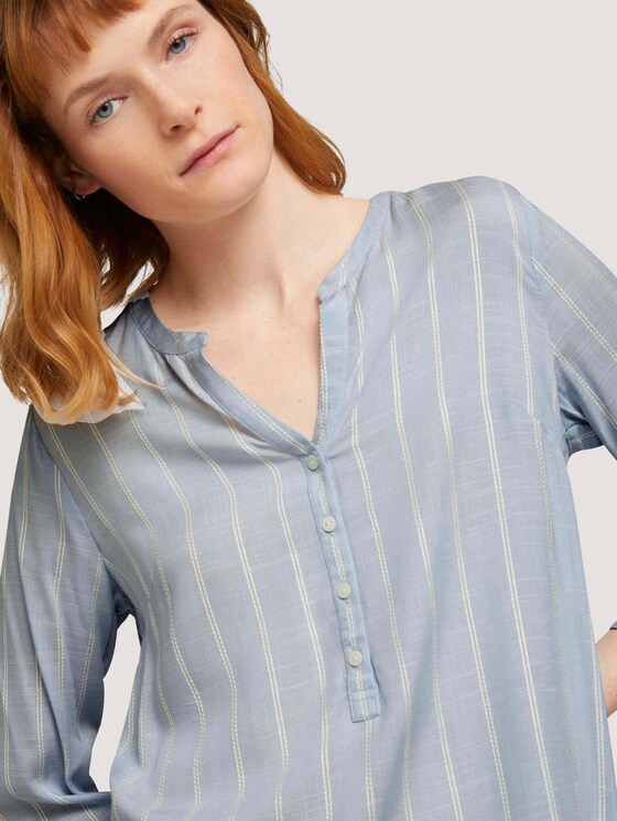 gestreifte Bluse mit halber Knopfleiste - Frauen - blue stripe vertical gestreifte Bluse mit halber Knopfleiste - Frauen - blue stripe vertical - 9 - TOM TAILOR