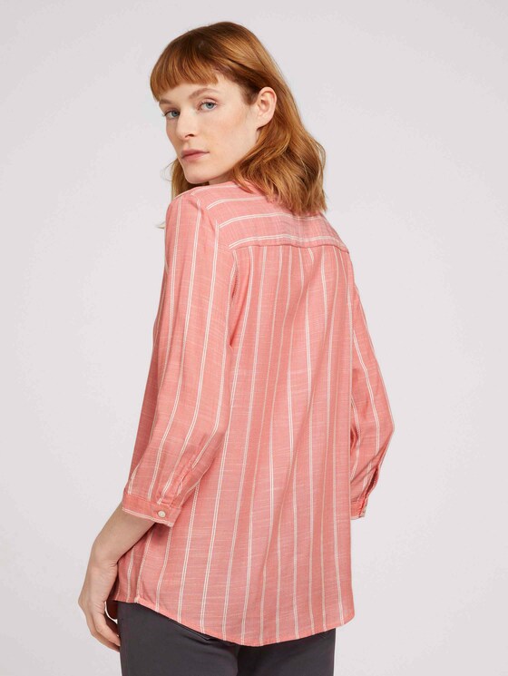 gestreifte Bluse mit halber Knopfleiste - Frauen - peach stripe vertical gestreifte Bluse mit halber Knopfleiste - Frauen - peach stripe vertical - 2 - TOM TAILOR