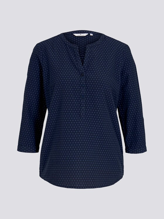 gemusterte Bluse mit halber Knopfleiste - Frauen - navy structure design gemusterte Bluse mit halber Knopfleiste - Frauen - navy structure design - 7 - TOM TAILOR
