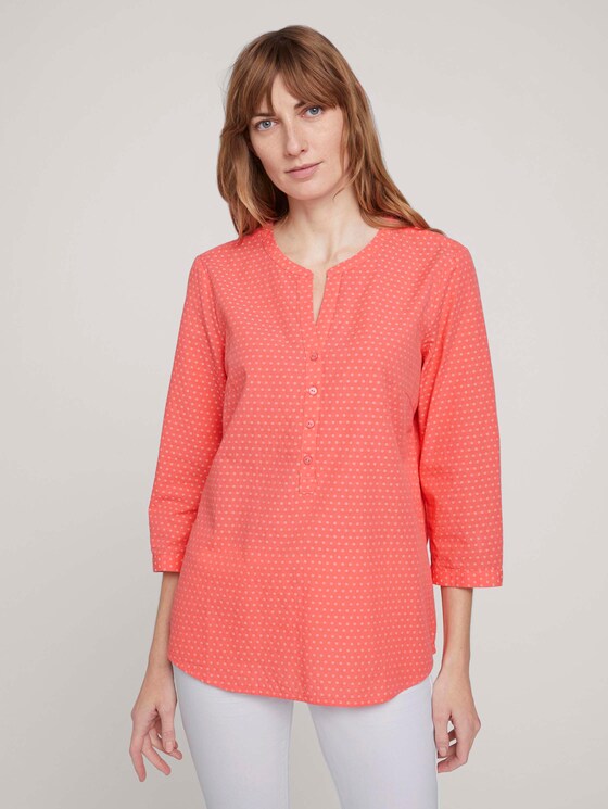 gemusterte Bluse mit halber Knopfleiste - Frauen - peach structure design gemusterte Bluse mit halber Knopfleiste - Frauen - peach structure design - 1 - TOM TAILOR