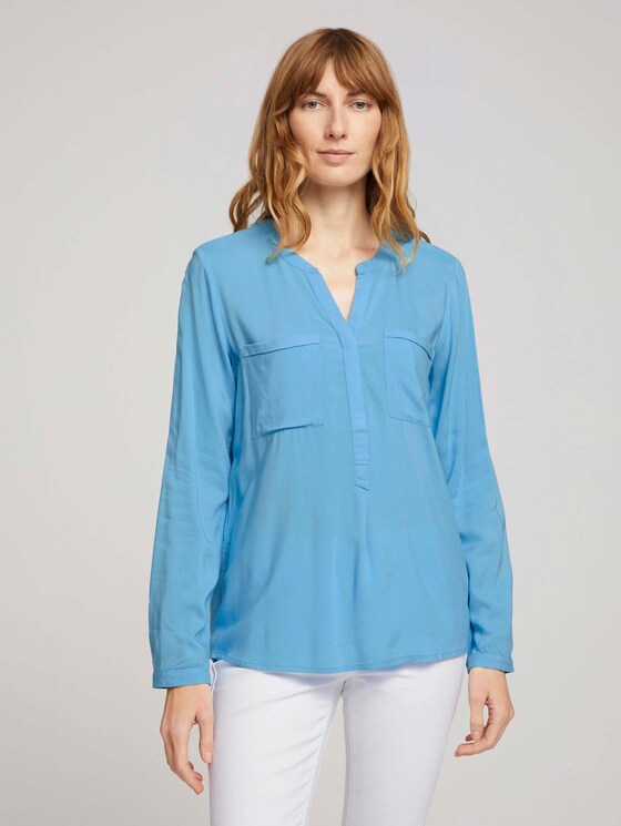 Tunikabluse mit Turn-Up Ärmeln - Frauen - Clear Light Blue Tunikabluse mit Turn-Up Ärmeln - Frauen - Clear Light Blue - 1 - TOM TAILOR