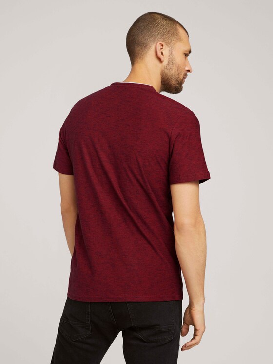 Gestreiftes T-Shirt mit Henleyausschnitt - Männer - power red fine stripe Gestreiftes T-Shirt mit Henleyausschnitt - Männer - power red fine stripe - 2 - TOM TAILOR