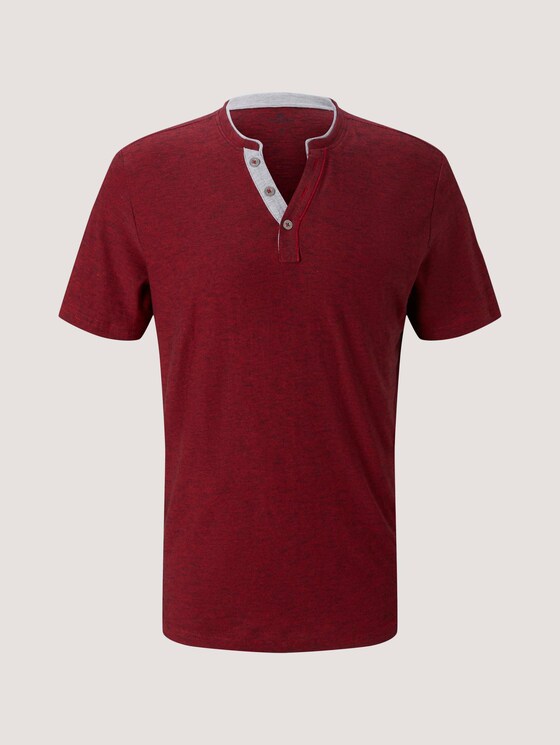 Gestreiftes T-Shirt mit Henleyausschnitt - Männer - power red fine stripe Gestreiftes T-Shirt mit Henleyausschnitt - Männer - power red fine stripe - 7 - TOM TAILOR